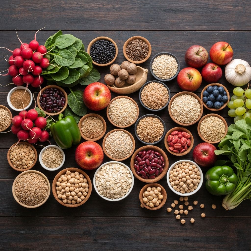 Variety of wholesome foods for meal planning